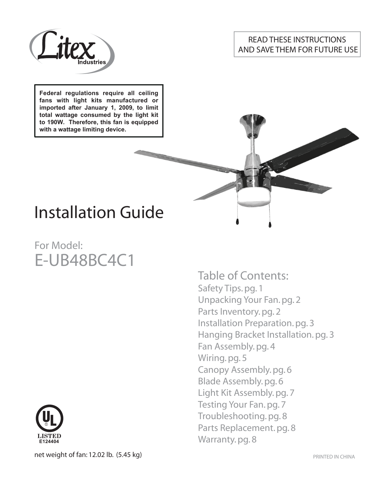 Litex Ceiling Fan Manual Shelly Lighting