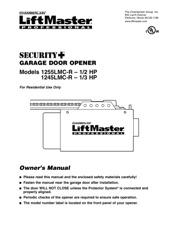 Chamberlain 1255LMC-R 1/2 HP Owner's Manual | Manualzz