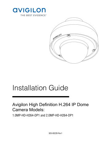 Avigilon 1.0MP-HD-H264-D1, 1.0MP-HD-H264-DO1, 1.0MP-HD-H264-DC1, 2.0MP ...