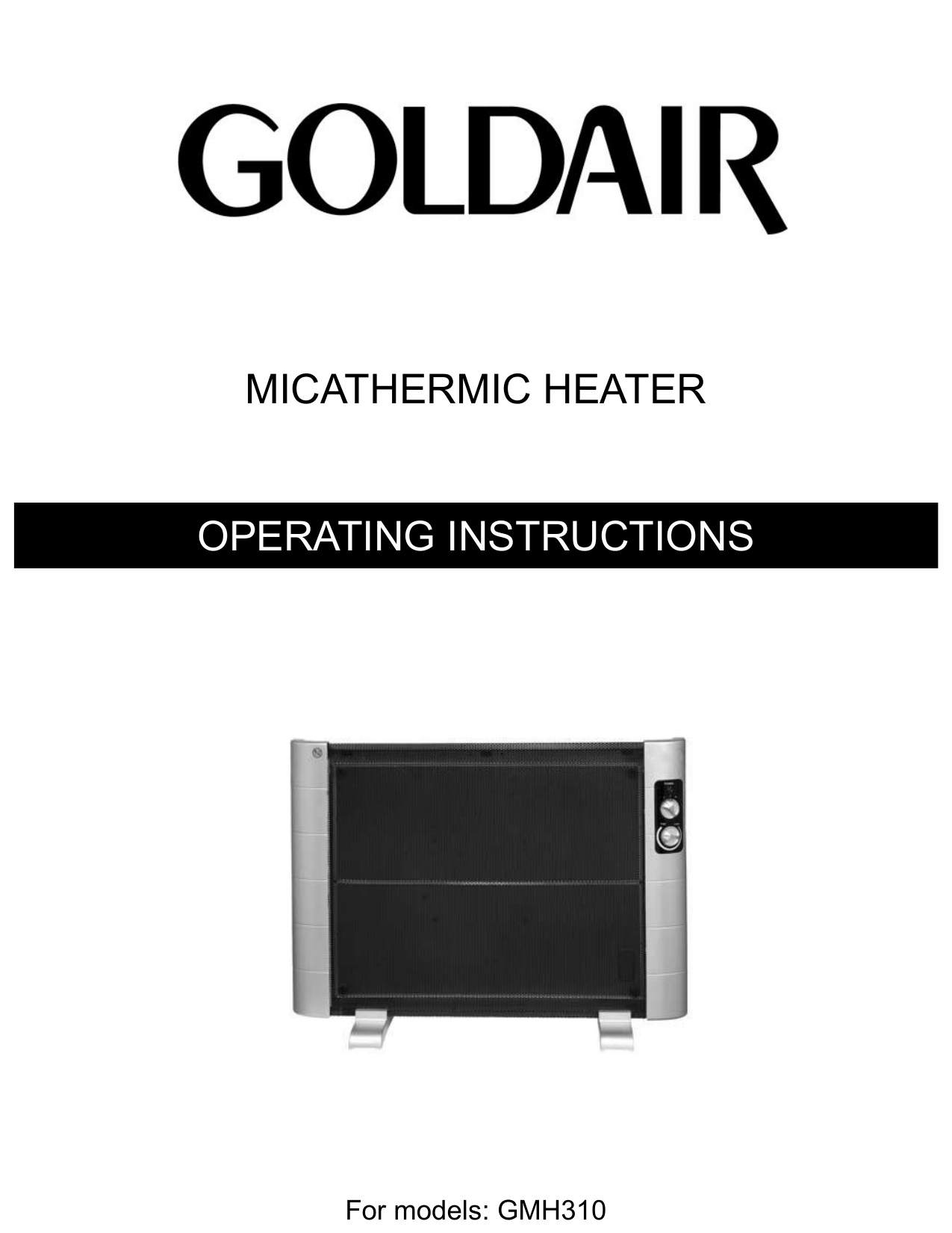 Goldair GMH310 Operating Instructions Manual | Manualzz