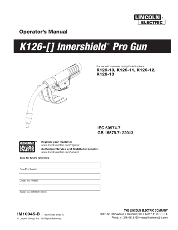 Lincoln Electric K126-12 Innershield Operator's Manual | Manualzz