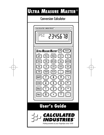 Calculated Industries 8015, Ultra Measure Master User Manual | Manualzz