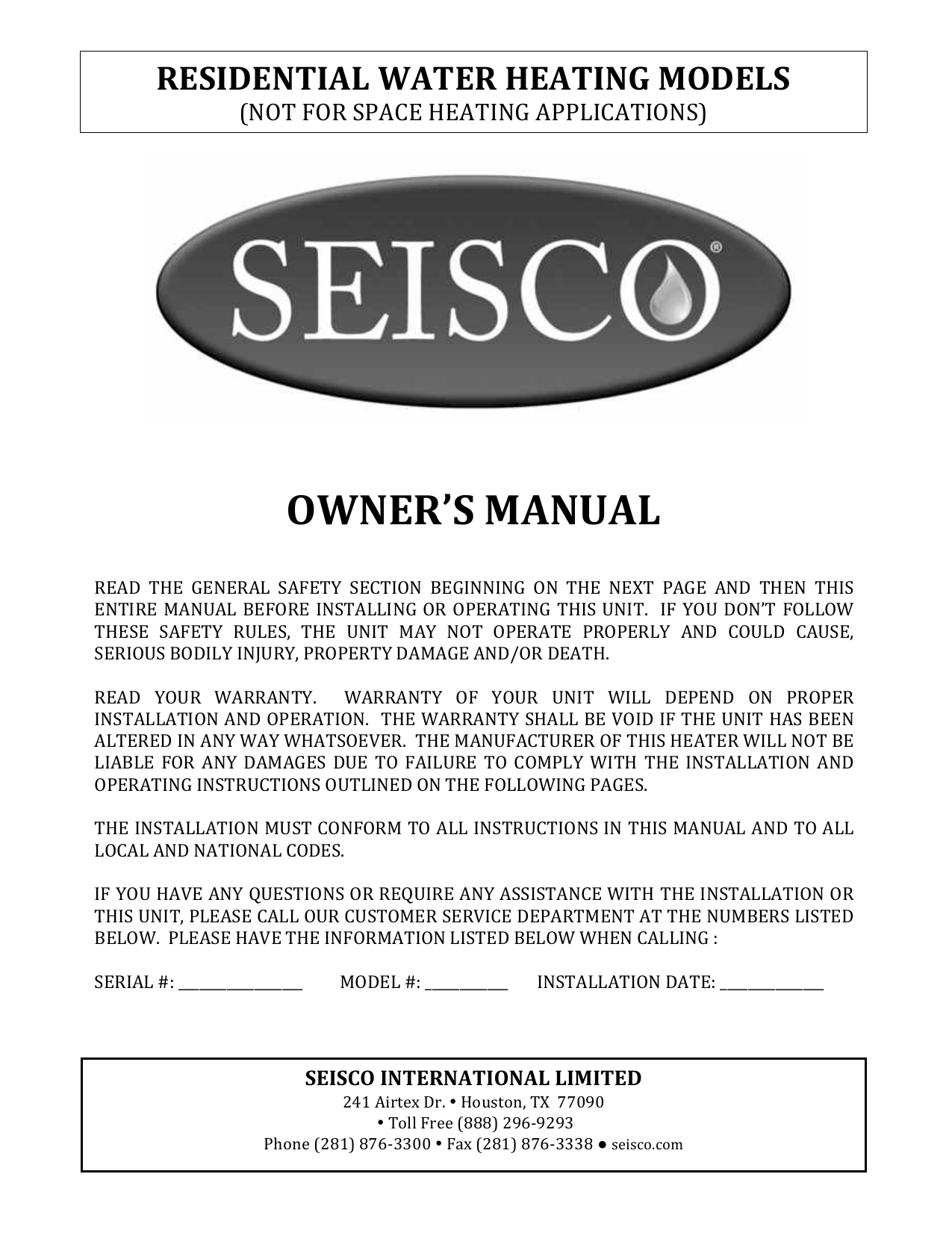 Seisco RA-14, RA-22, RA-32 Owner's Manual | Manualzz