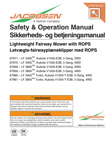 Jacobsen 2WD, 67971 – LF 3400 Safety & Operation Manual | Manualzz