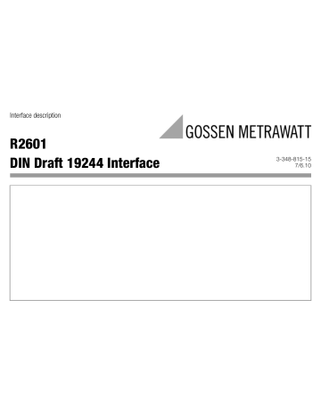 Gossen MetraWatt R2600, R2601 Interface Description | Manualzz