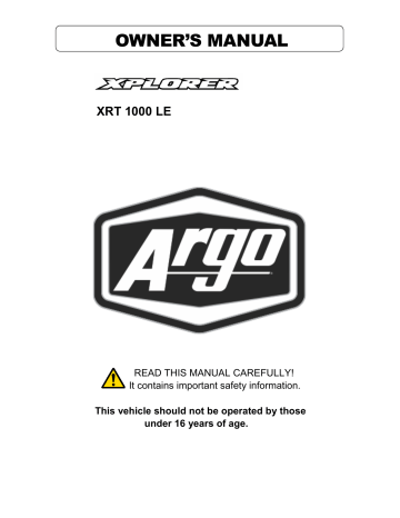 Argo Explorer XRT 1000 LE Owner's Manual | Manualzz