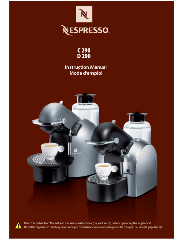 Nespresso C 290, D 290 Instruction Manual | Manualzz