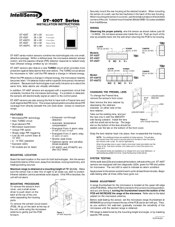 IntelliSense DT-420T Installation Instructions | Manualzz