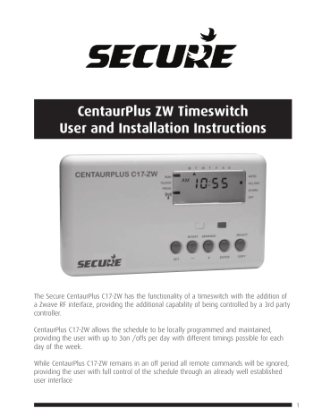 Secure CentaurPlus C17-ZW User And Installation Instructions Manual | Manualzz