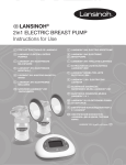 Lansinoh 2in1 ELECTRIC BREAST PUMP Instructions For Use Manual