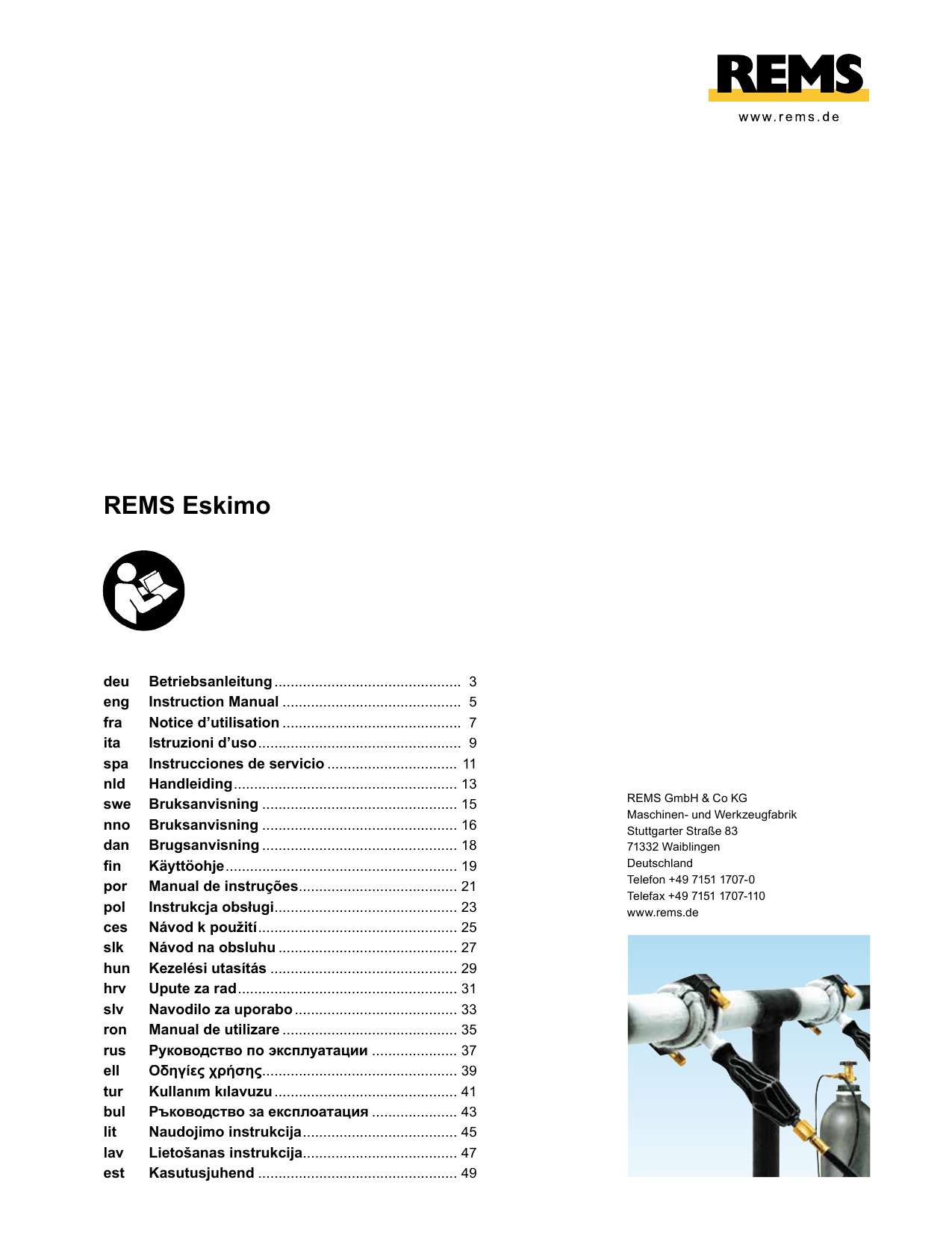 REMS Eskimo Original Instruction Manual | Manualzz