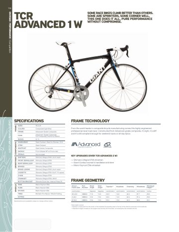 Giant tcr composite online size chart