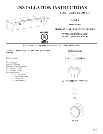 Empire Comfort Systems CIB3-2 Installation Instructions | Manualzz