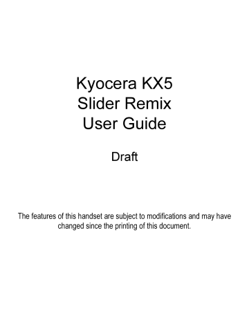 Kyocera KX5 - Slider Remix Cell Phone 16 MB User Manual | Manualzz