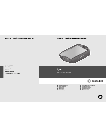 Bosch Nyon Originalbetriebsanleitung | Manualzz