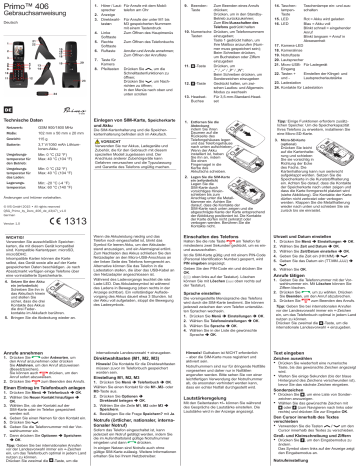 Doro Primo 406 Bedienungsanleitung | Manualzz