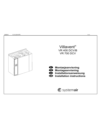 SystemAir Villavent VR 700 DCV, Villavent VR 400 DCV/B ...