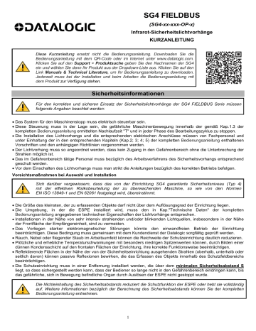 Datalogic SG4 Fieldbus Schnellstartanleitung | Manualzz