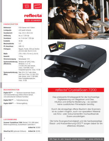 Reflecta CrystalScan 7200 film scanner Datenblatt | Manualzz