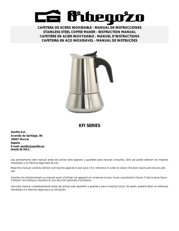 Orbegozo KFI 660 CAFETERA ITALIANA 6 TAZAS Owner's Manual | Manualzz