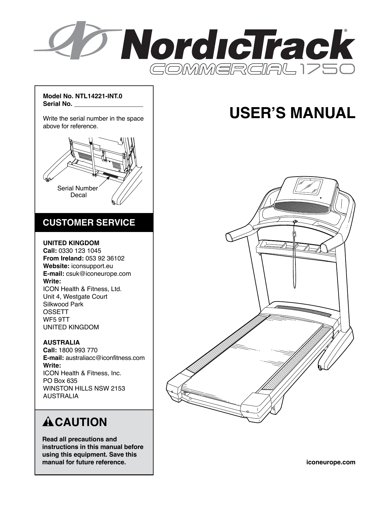 Nordictrack 1750 assembly online manual