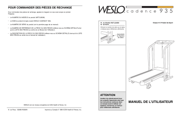 Weslo WETL2609 935 TREADMILL Manuel utilisateur | Manualzz