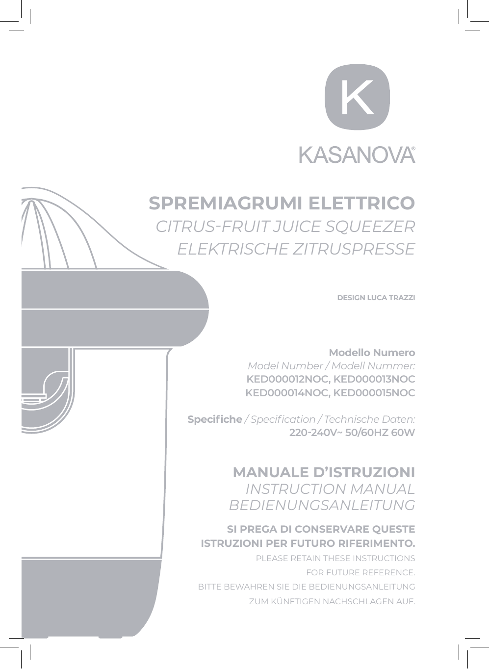 Spremiagrumi elettrico - Con caraffa da 0.7 litri - Kasanova