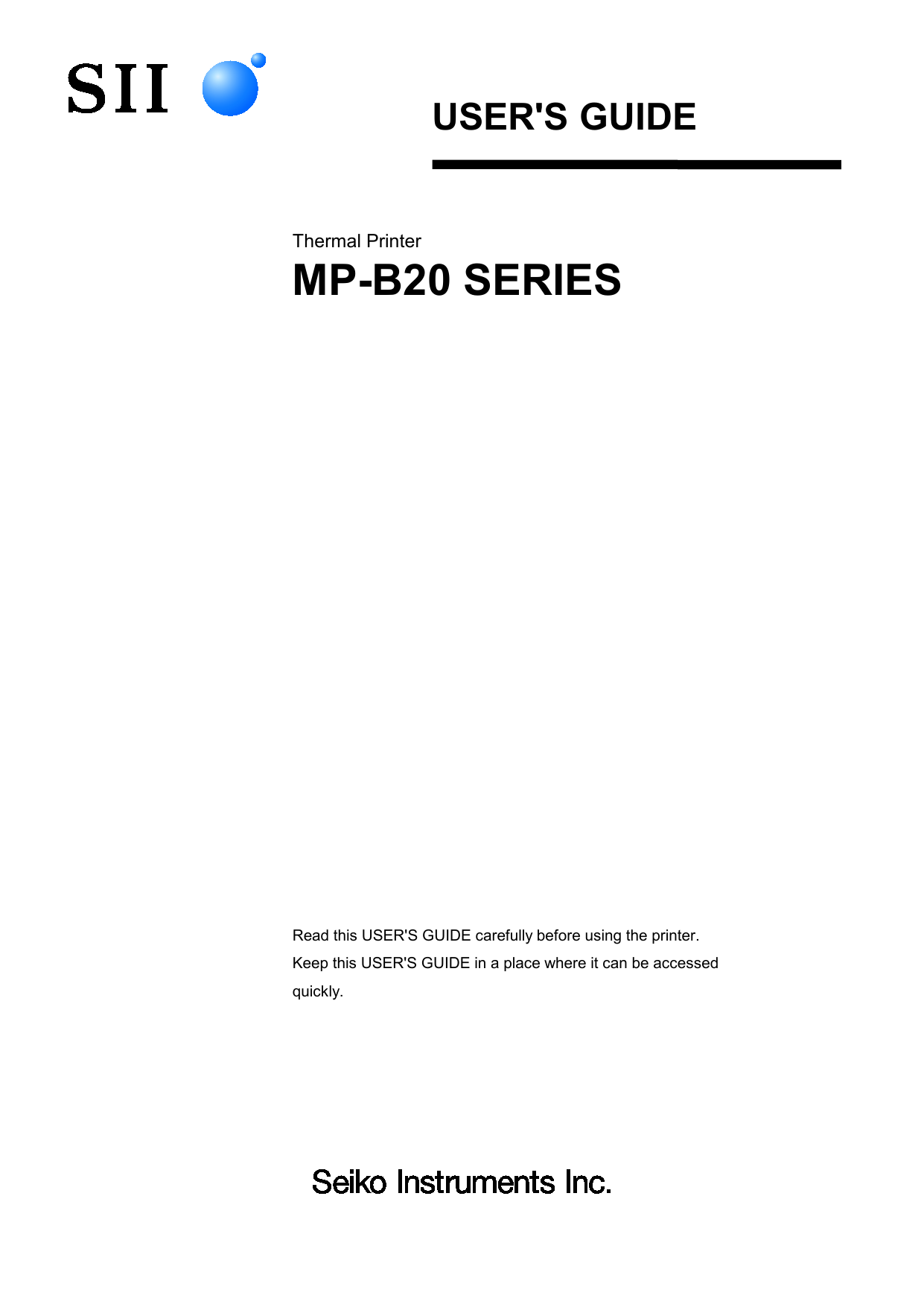 SII MP-B20 User Guide | Manualzz