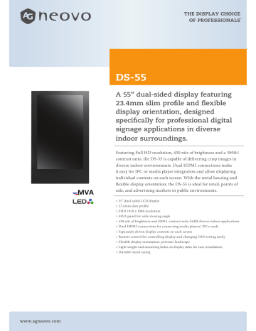 AG Neovo DS-55 Public Display Leaflet | Manualzz