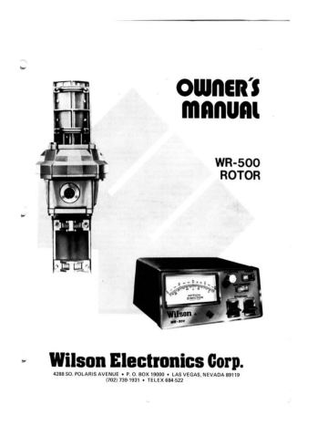 Wilson Electronics WR-500 Owner's Manual | Manualzz