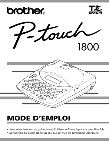 Brother PT-1800 P-touch Manuel utilisateur | Manualzz