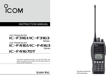 Icom Ic-f3161 Series, Ic-f4161 Series Instruction Manual 