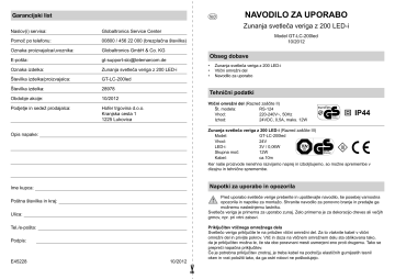 Globaltronics GT-LC-200led 200 LED Light Chain Navodila Za Uporabo ...