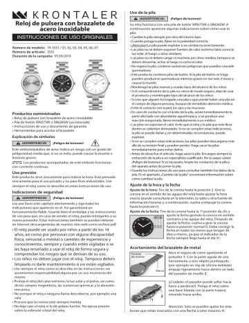 Krontaler 1001431 Stainless Steel Watch Manual De Usuario | Manualzz