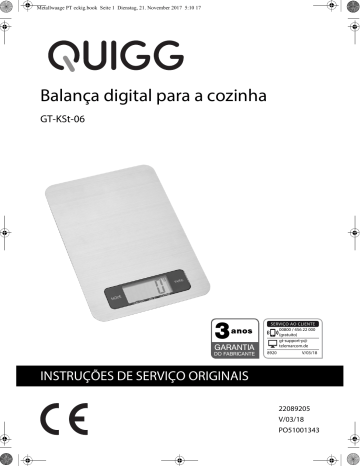 Quigg GT-KSt-06 Kitchen Scale Manual do usuário | Manualzz