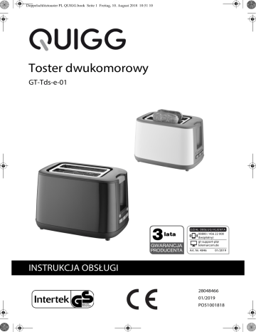 Quigg GT-Tds-e-01 Toaster Instrukcja obsługi | Manualzz