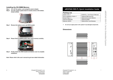Axiomtek eBOX560-500-FL Fanless Embedded System Quick Manual | Manualzz
