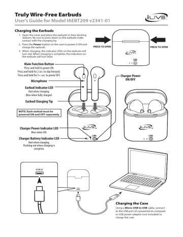 Ilive truly wire outlet free earbuds iaebt209w manual