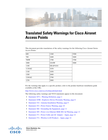 Cisco Aironet 1250 Series Access Point Wireless Access Point Leaflet | Manualzz