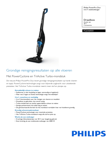 Philips FC6169/01 PowerPro Duo 2-in-1 steelstofzuiger Handleiding ...