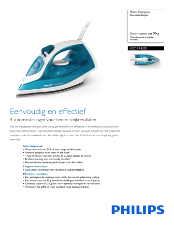 Philips Stoomstrijkijzer Easyspeed Gc1751/80 Aanbieding bij Blokker