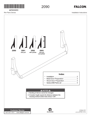 Falcon 2090 Installation instructions | Manualzz