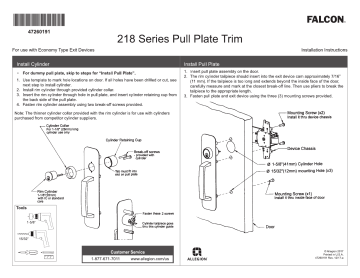 Falcon 218 Series Pull Plate Trim Installation Instructions | Manualzz