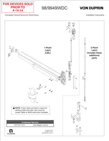 Von Duprin 98-9949 Install Instructions | Manualzz