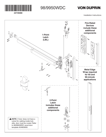 Von Duprin 98-9950 Install Instructions | Manualzz