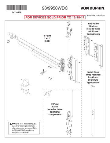 Von Duprin 98-9950 Install Instructions | Manualzz