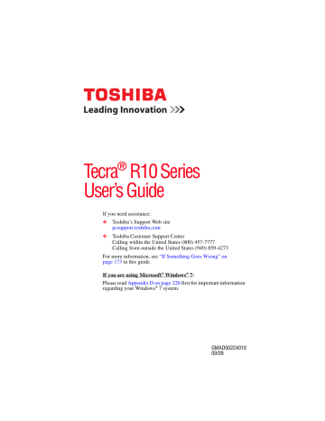 Toshiba Tecra R10 Series Notebook User Manual | Manualzz