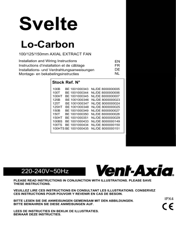 Vent-Axia Silhouette 100T Installation And Wiring Instructions | Manualzz