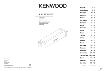 Kenwood KAX99.A0ME XL Roller Attachment Brugervejledning | Manualzz