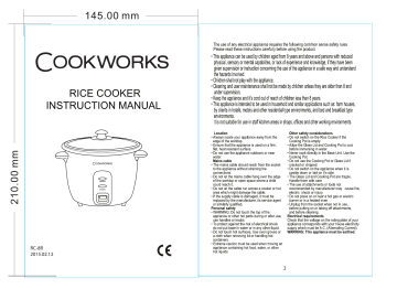 Cookworks RC-8R 1.5L RICE COOKER Instruction Manual | Manualzz